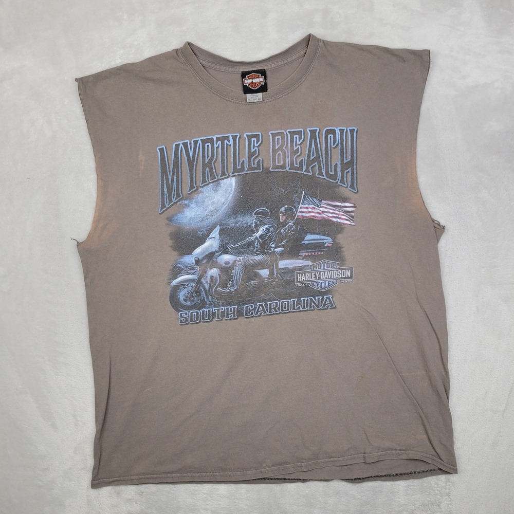 Harley-Davidson Shirt Mens XL Myrtle Beach South Carolina Sleeveless Cutoff Bike